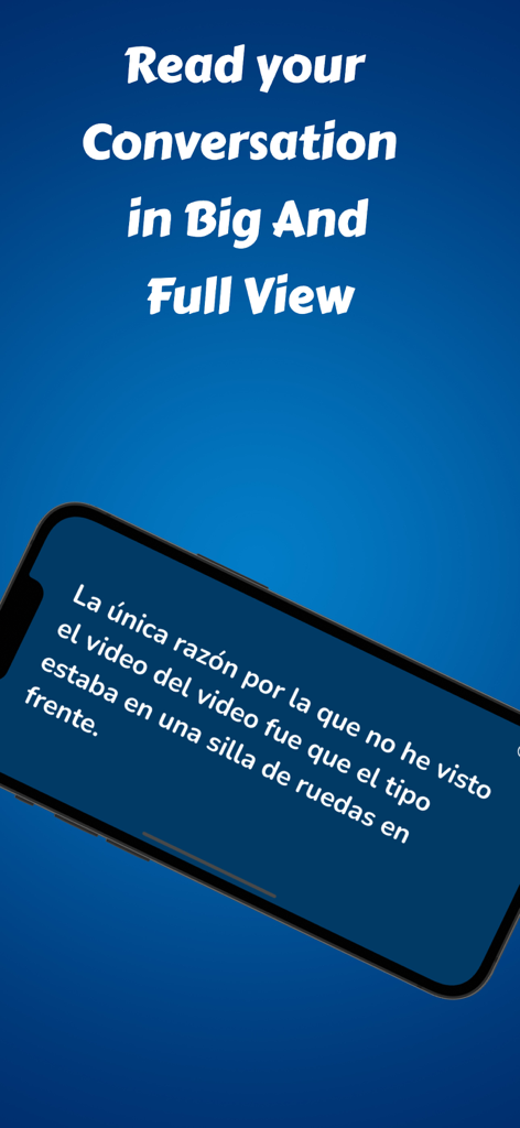 Language Translator Converter - Un teléfono inteligente que muestra una conversación traducida en una vista de pantalla completa grande para facilitar la lectura.