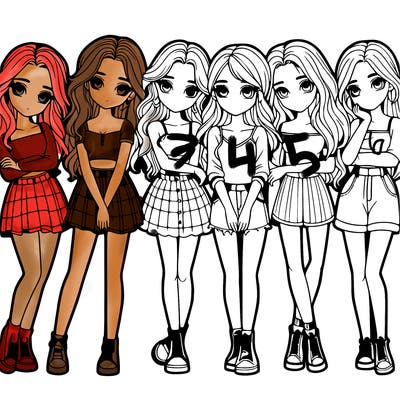 a group of girls realistic