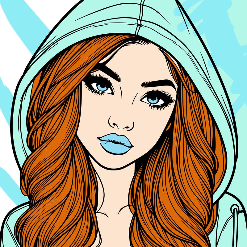 realistic beautiful girl with a hood on