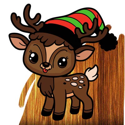 christmas reindeer with santa hat