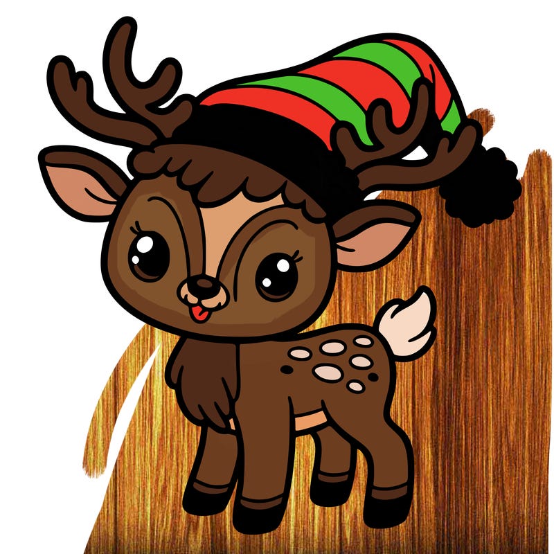 christmas reindeer with santa hat