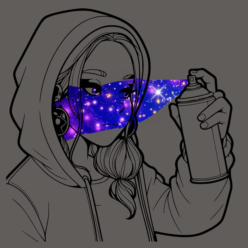 a realistic girl, spray painting