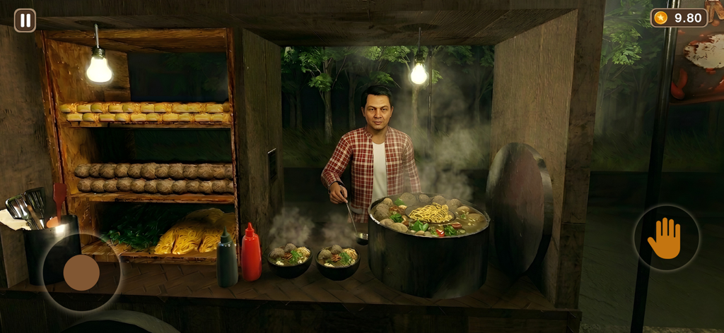 Baksu Noodles Horror Anomalies - Night shift gameplay at a bakso noodle stall in Baksu Noodles Horror Anomalies.