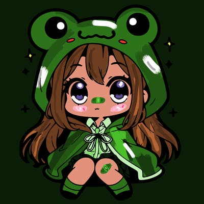 chibi girl with frog hoodie