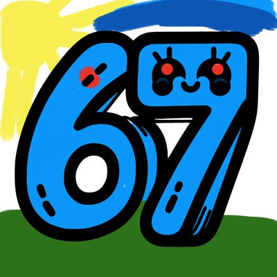 the numbers 67