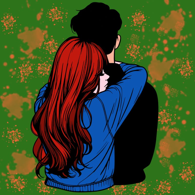 realistic girl hugging boyfriend from back