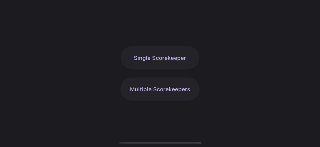 Silat Score - Silat Score app screen showing options to choose between Single Scorekeeper and Multiple Scorekeepers.