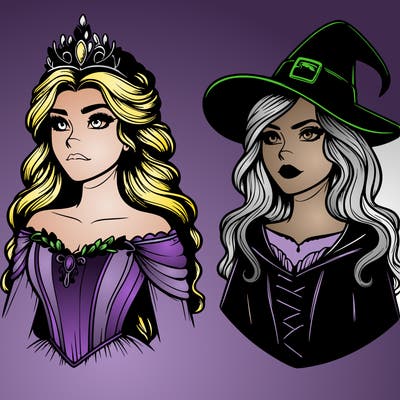 princess and witch realistic