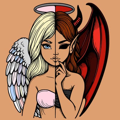 realistic angel half demon