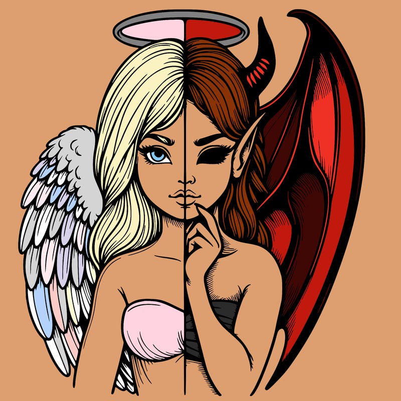 realistic angel half demon