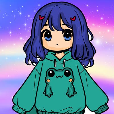 girl wearing frogging sweatshirt