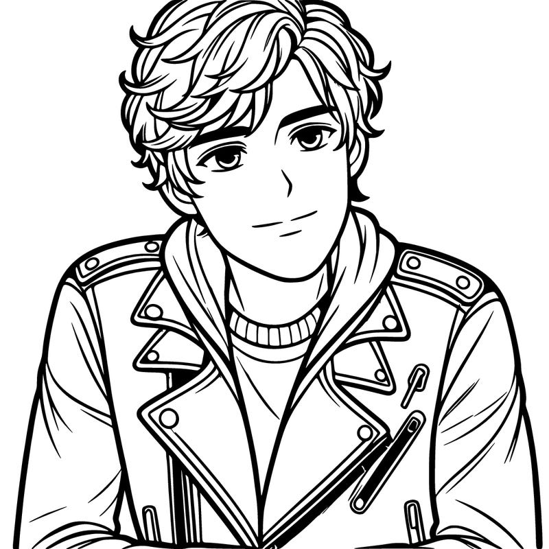 teen boy in leather biker jacket