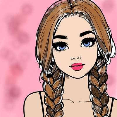 realistic girl with braids