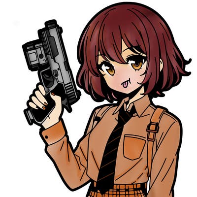 girl manga character with a gun