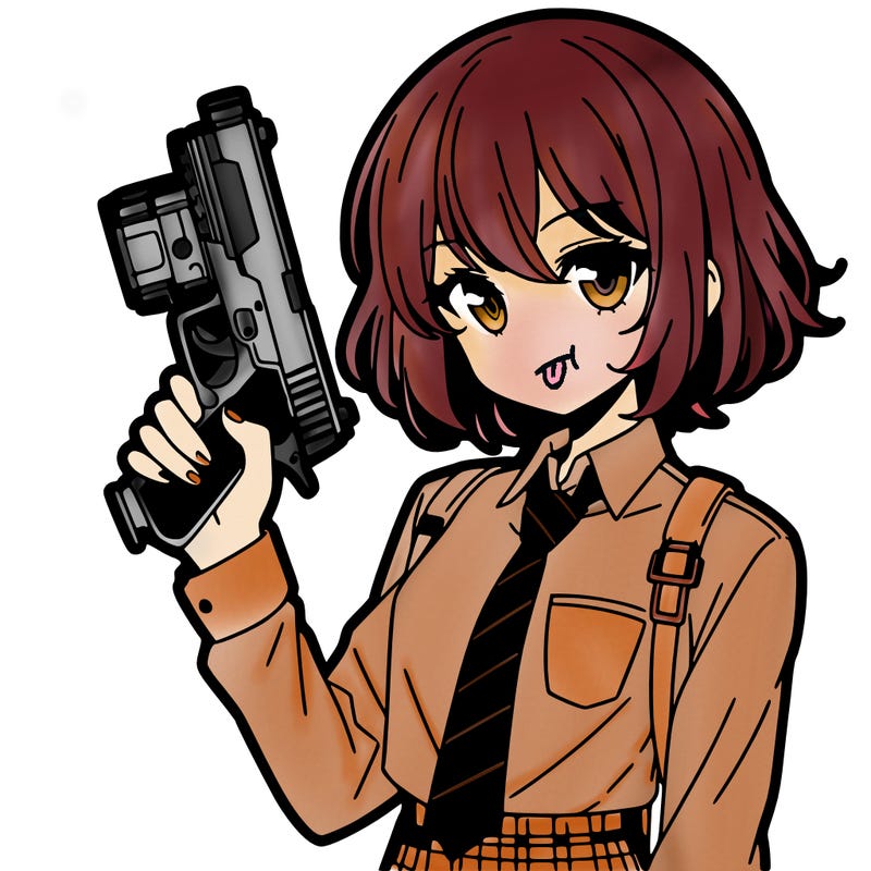 girl manga character with a gun