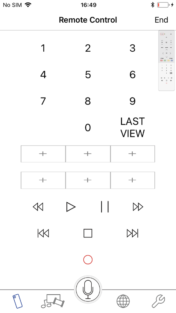 Panasonic TV Remote 3 - Digital remote control interface of the Panasonic TV Remote 3 app with number pad and playback buttons