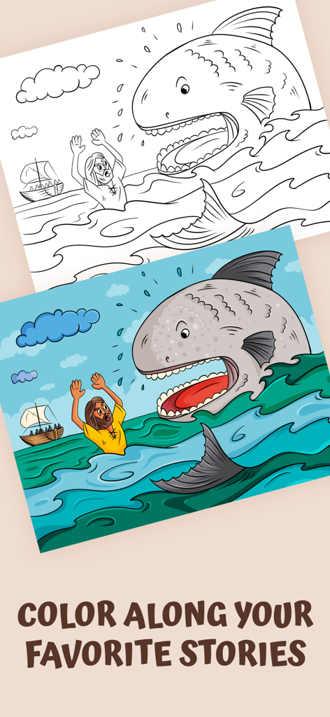 Bible Stories For Kids! - Printable Jonah and the whale coloring page for children