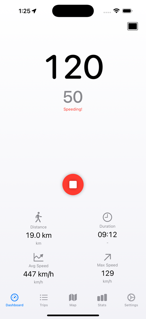 Speedometer Hud Simple - Speedometer Hud Simple app dashboard displaying real-time speed, speed warnings, and trip metrics.