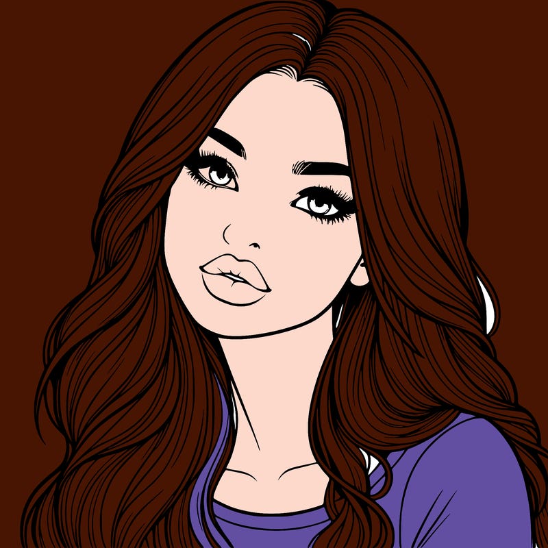 realistic girl with hair on her hair and lips