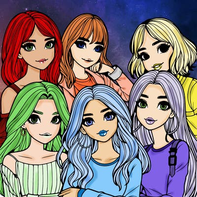 a group of girls realistic