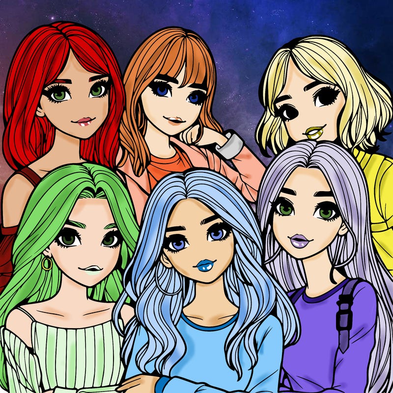 a group of girls realistic