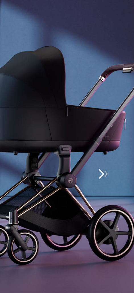 Luxury black and gold CYBEX e-Priam stroller