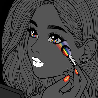 a realistic girl doing her makeup