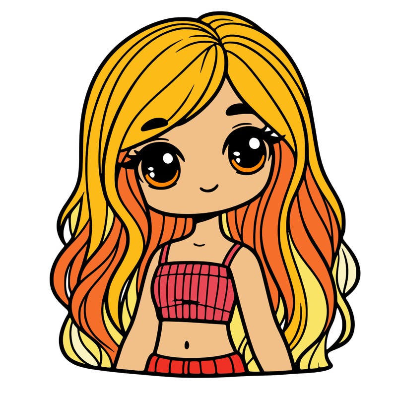 little girl with crop top and long hair