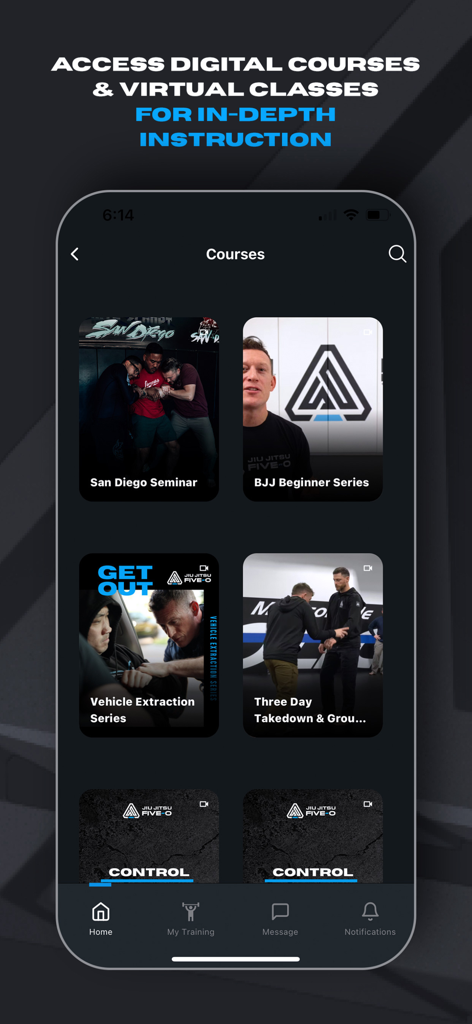 Jiu Jitsu Five O - Cursos digitales de la aplicación Jiu Jitsu Five O para defensa personal táctica y entrenamiento para fuerzas del orden