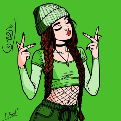 realistic teenage girl with braids and a beanie and crop top doing 🫶🏼