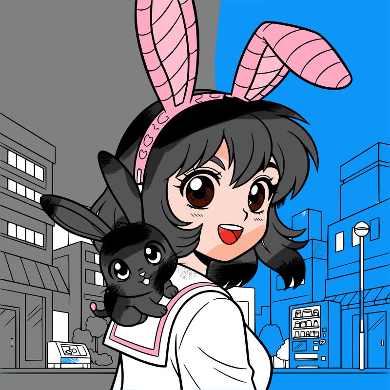 kawaii girl with bunny ears