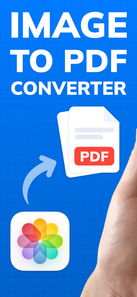 JPEG & Image To PDF Converter - Graphic showing the conversion of gallery photos into PDF document format