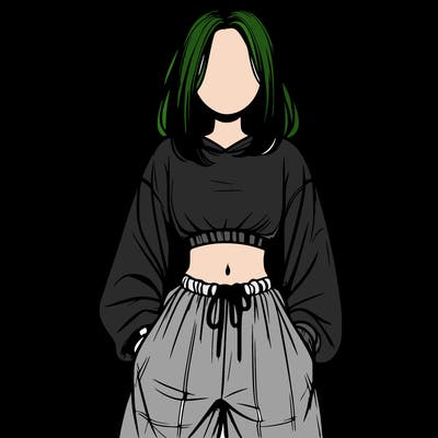 realistic girl faceless with baggy pants and a crop top