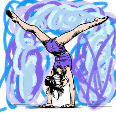 realistic gymnastic hand stand girl in four splits