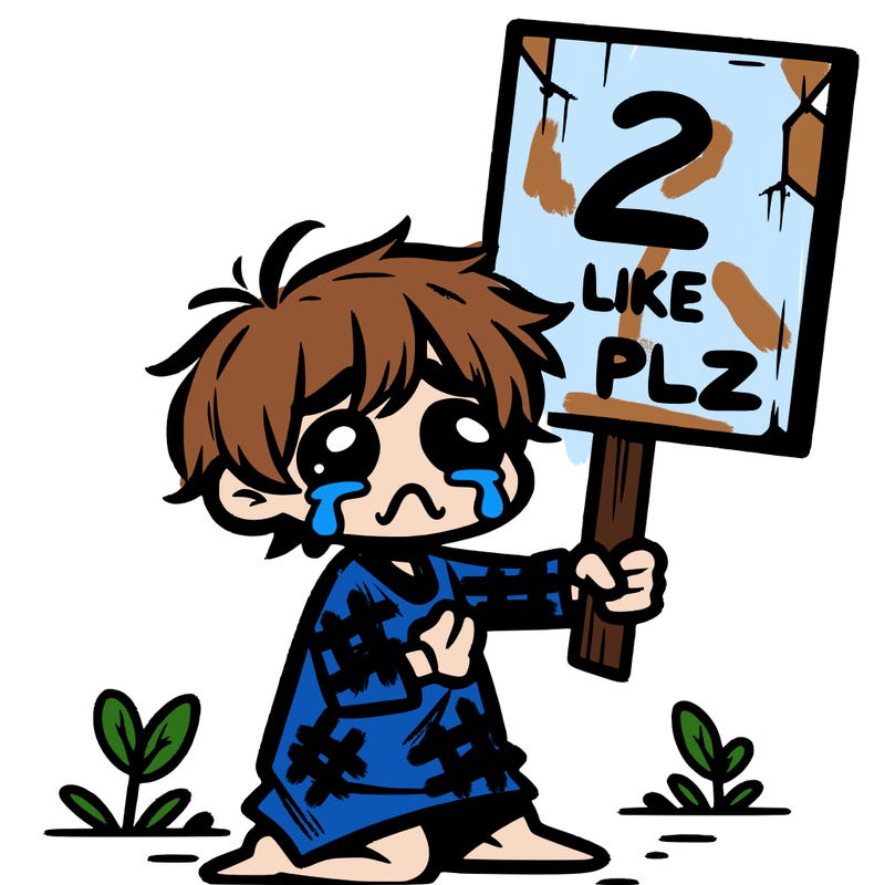 small poor toddler crying with sign that says 2 like plz