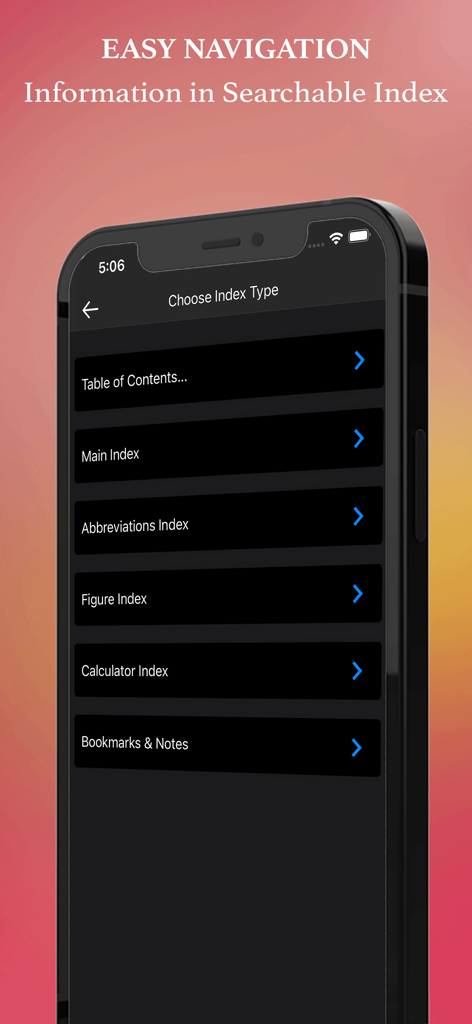 Dorland Pkt Medical Dictionary - Searchable index menu in the Dorland Pocket Medical Dictionary app showing navigation options