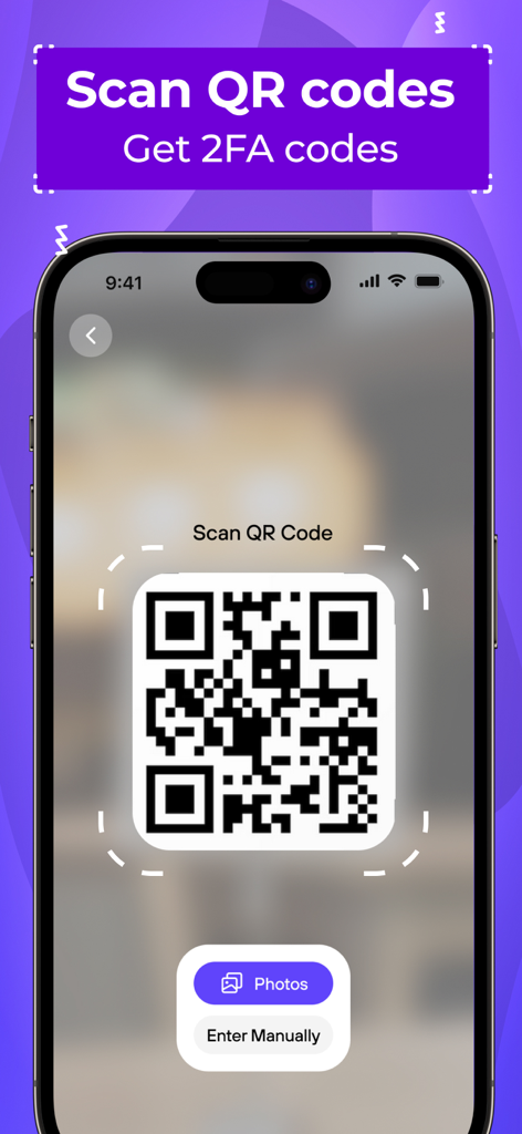 2FAuthify - Authenticator app - Interfaz de la aplicación 2FAuthify mostrando el escáner de código QR para agregar nuevas cuentas de autenticación de dos factores.