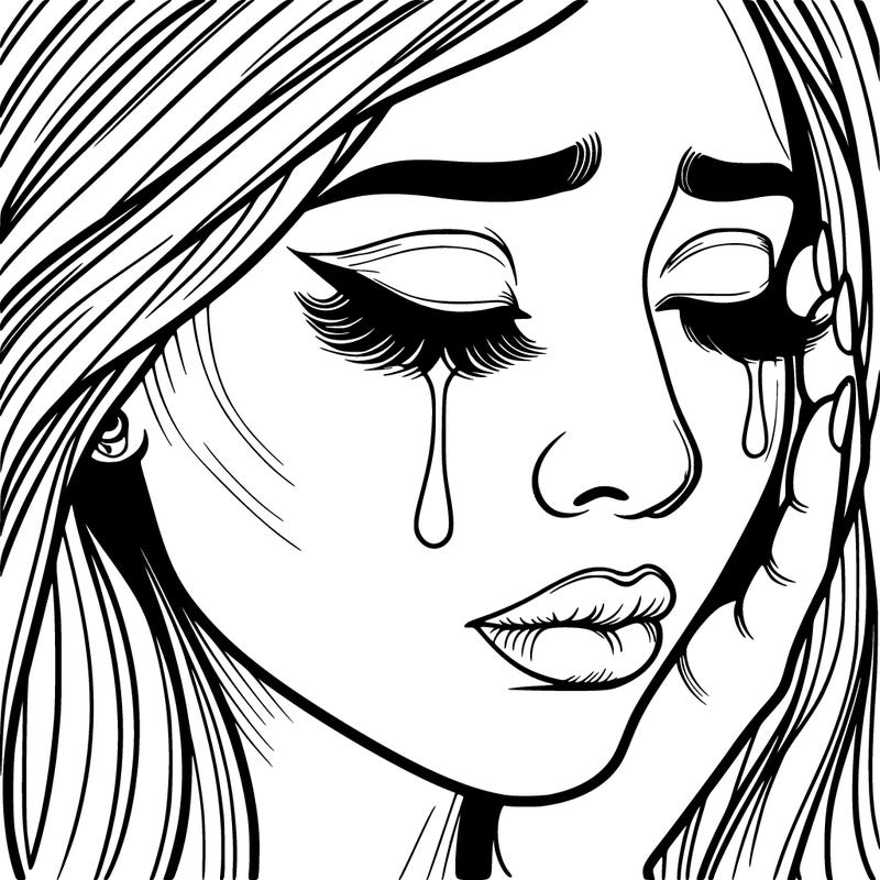 beautiful, hyper, realistic, cry, woman