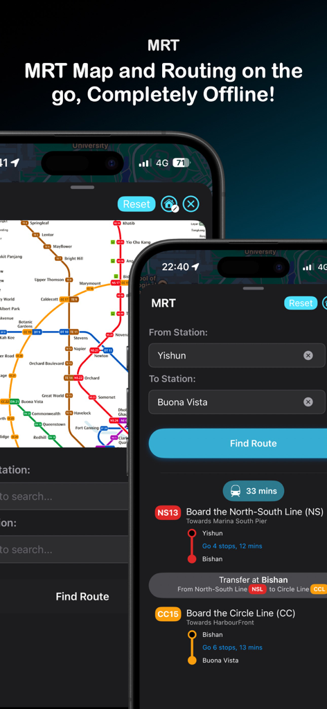 BusSing: SG Bus Arrival Times - Offline Singapore MRT map and route planner interface in the BusSing app