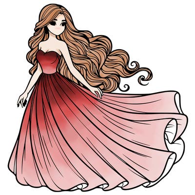 realistic woman with long flowing dress