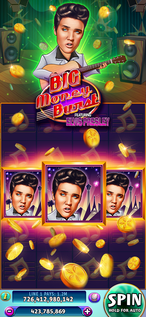 Gold Fish Casino Slots Games - Elvis Presley themed Big Money Burst slot machine in Gold Fish Casino