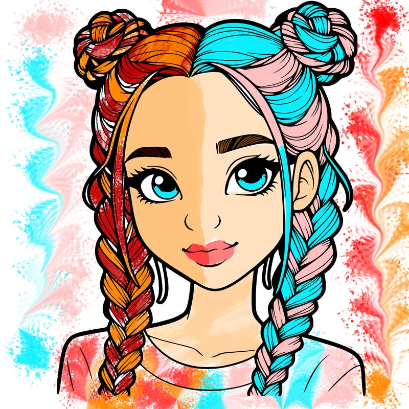 realistic girl with braids