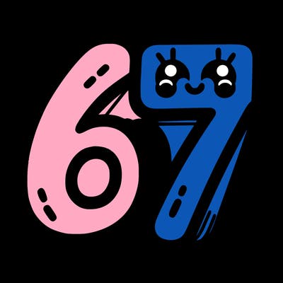 the numbers 67