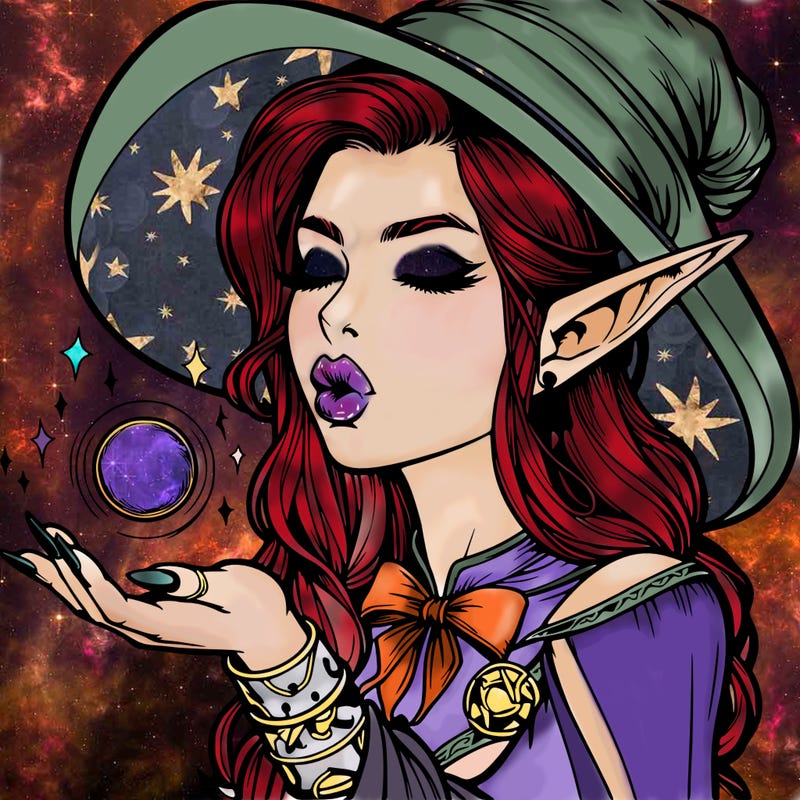 realistic elf casting a spell with lips
