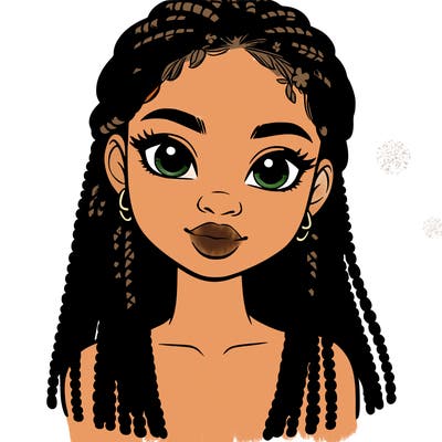 a realistic black girl with braids