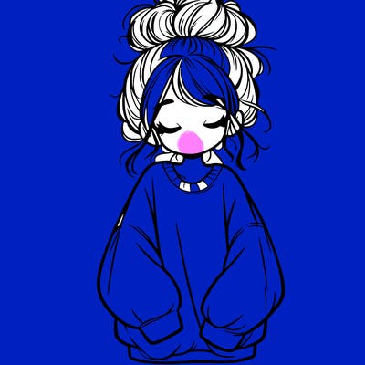 girl with baggy sweatshirt and messy bun