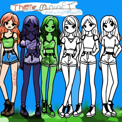 a group of girls wearing crop tops and shorts