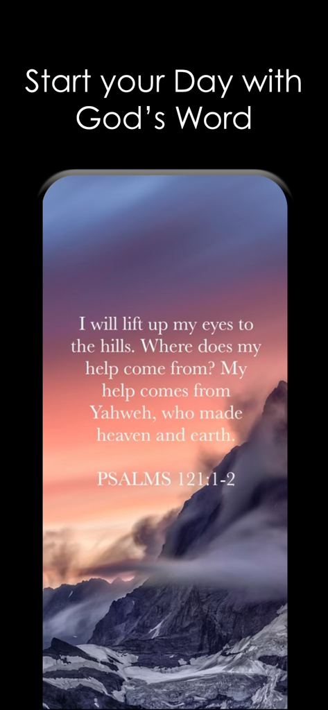 Bible Verses: Daily Devotional - Inspirational Bible verse from Psalms on a beautiful mountain background