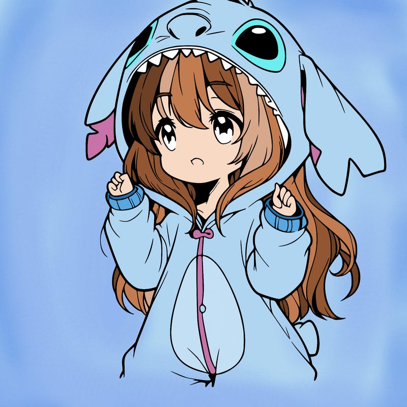 anime girl in a stitch onsie