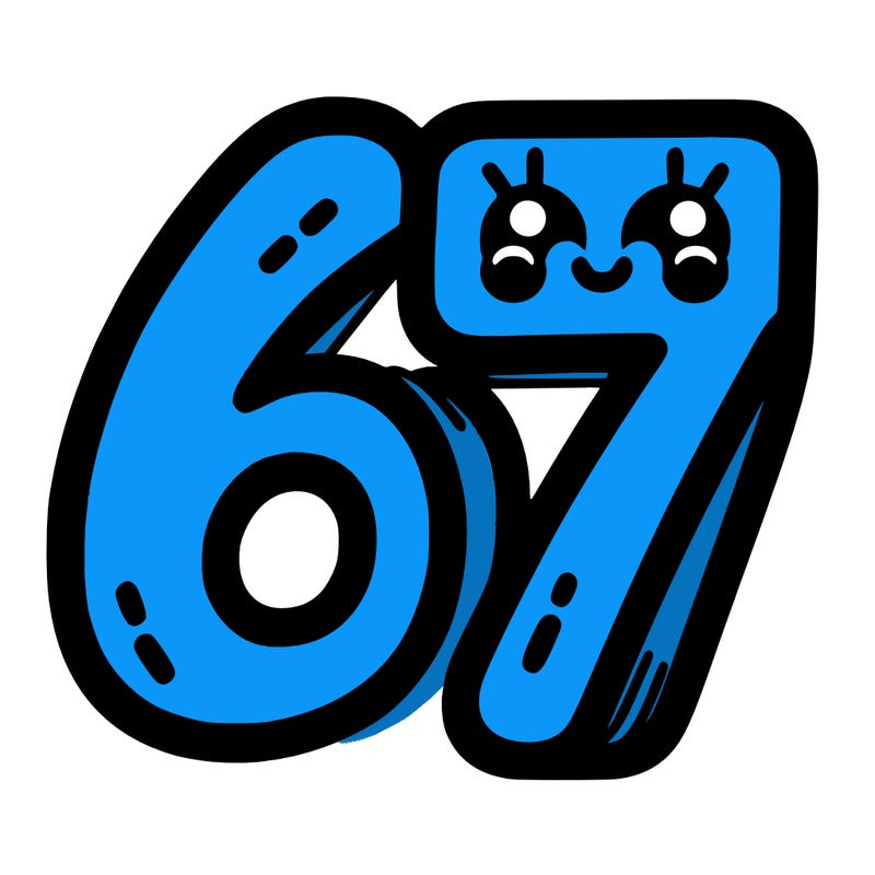 the numbers 67